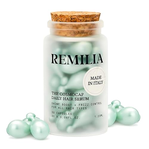 Remilia The Cosmocap Daily Hair Serum with Pro-Vitamin B5, Silk Protein & Keratin Amino Acids -Lightweight Capsules for Smoothness, Shine & Frizz Control - Salon-Inspired Daily Care - 30 Capsules
