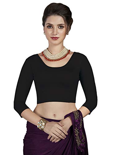 Crazy Bachat Women's Readymade Indian Designer Black Color Stretchable Blouse for Saree Crop Top