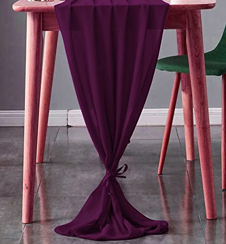 Mds Pack Of 10 Eggplant 14Ft Chiffon Table Runner 29X170 Inches Wedding Runner For Wedding, Decorations For Birthday Parties, Banquets, Engagements, Sheer Bridal Shower Decorations #TOP5