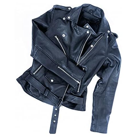 MUSCLE GYM Womens Leather Brando Biker Jacket Ladies Motorbike Motorcycle with CE Armour Bike Jacket XS-XL NEW (L) Cover