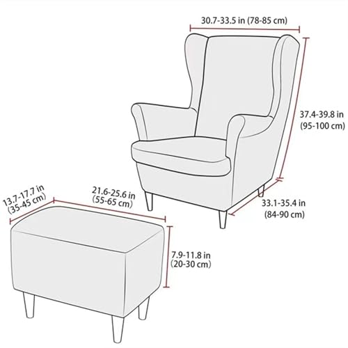 Funda de sofá wingback para salón moderno con protector elástico de otomana rectangular 8