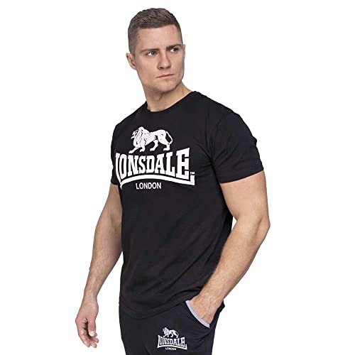 Lonsdale T-Shirt Logo - Camiseta Hombre, Color Negro, Talla Large