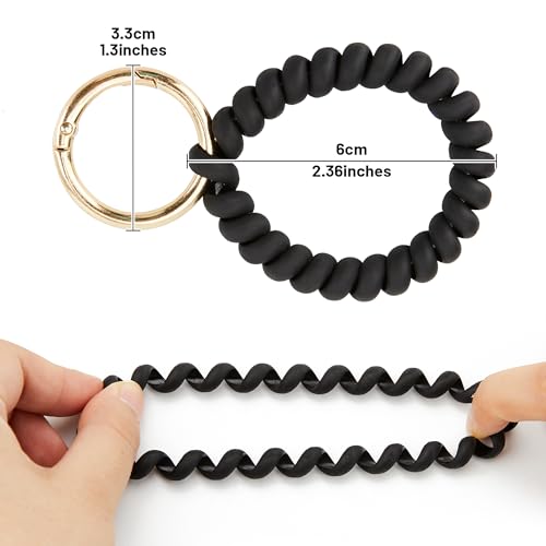 Image of Black Stretchable Wristband Keychain, Inner Diameter 1.65 inch Durable Waterproof Wrist Key Holder with Adjustable Wristlet Strap - Ideal for Gym, Swimming, Sauna, Running, and Outdoor Activities(Unisex)