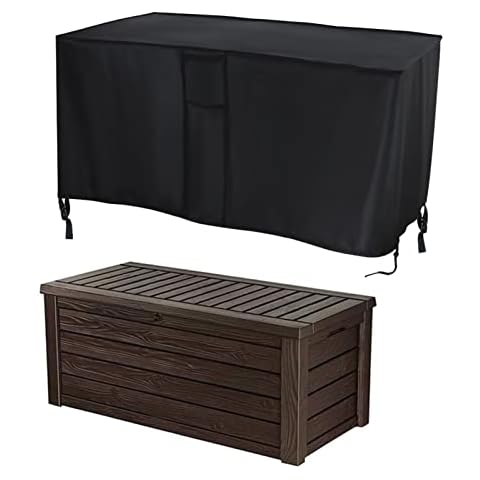 Flymer Deck Box Cover, Garden Storage Box Cover for Outdoor Rectangular Table Waterproof Patio Storage Container Cover - 130x60x63cm Cover