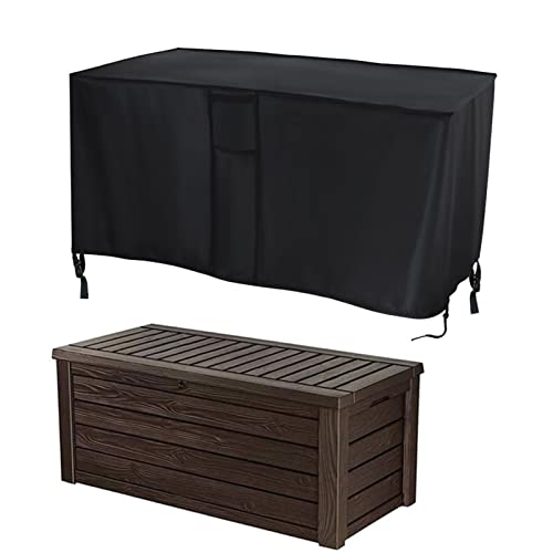 Flymer Deck Box Cover for Outdoor Rectangular Table - Waterproof Patio Storage Protective Cover for Garden Furniture (Black, 160x77x64 cm)