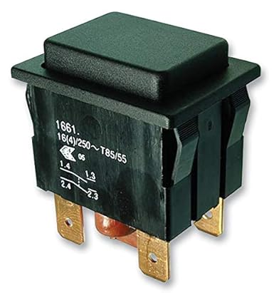 1661.0201-00 - Pushbutton Switch, Off-On, DPST, 250 V, 16 A, Quick Connect, Solder (Pack of 2) (1661.0201-00)