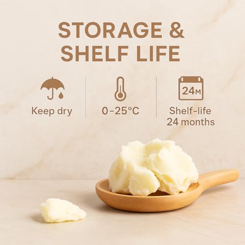 GiDeli Sheabutter Bio 1 kg unraffiniert handgeknetet A-Grade African Pure Elfenbein All-Natural, glatte Shea-Nuss-Lippenbalsam-Körperbutter für alle Hauttypen