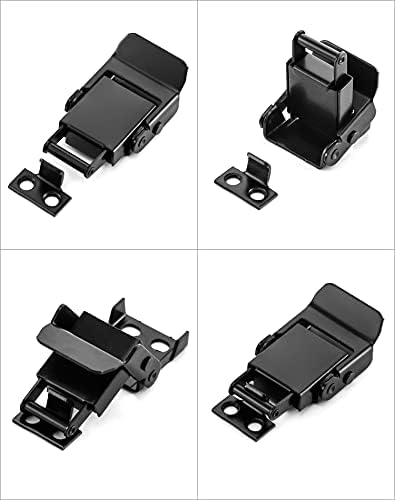 QWORK 4 Pack Spring Loaded Toggle Latch, Stainless Steel Toggle Catch Clamp Clip Hasp Duck Billed Buckle for Cabinet Box Case, Black