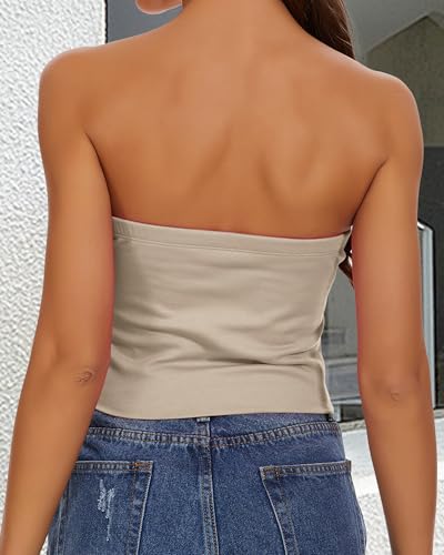 Image of Summer Tube Tops Basic Crop Tops for Women Strapless Tank Casual Tunics Sexy Short Shirts 2026