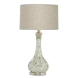 Deco 79 Glass Room Table Lamp Accent Lamp with Faux Mercury Glass Finish, Lamp 14' x 14' x 28', Silver