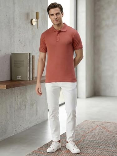 Image of Lux Cozi Men's Cotton Solid Polo Tshirt | Collar Tshirts | Half Sleeves | Stylish & Premium All Day Wear | Pack of 1