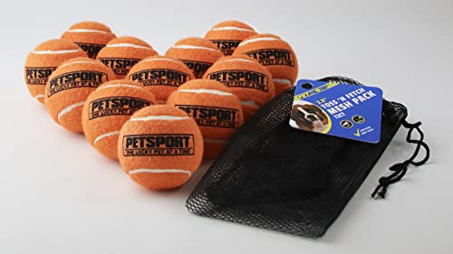 PetSport-Orange-Tennis-Ball-Dog-Toys-12-Pack-Medium-25-Pet-Safe-Felt-Rubber-Balls-with-Carrying-Bag-Play-Fetch-Chuck-or-Toss-at-Dog-Park-Fits-Standard-Ball-Launcher