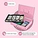Flexzion Cash Box with Money Tray and Lock - Metal Cash Box for Small Businesses, 9-Compartment Pink Money Box with Removable Tray and Key, Portable Storage for Checks and Coins