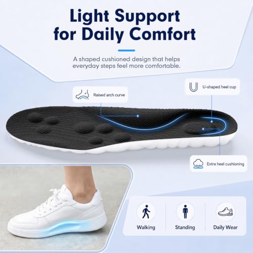 4D Cloud-Like Comfort Soles for Men - Soft Memory Foam Cushioning Insoles - Trim to Fit Steppers Insoles with Arch Support for Foot Pain Relief and Fatigue Reduction (Black, US M 8-11.5) — view 3