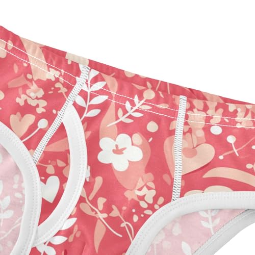 Pink Pattern with Ribbons Kisses and Flowers Little Boys Pure Cotton Briefs Breathable Children Panties4