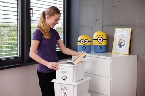 keeeper minions Aufbewahrungsbehälter Bob, 20 x 20 x 25 cm, 6 l, Stapelbar und leicht zu öffnen, Aufbewahrungsbox mit Design aus Ich einfach unverbesserlich, Gelb (Sunny Yellow)