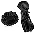 Dimeho Bonnet for Men, 2 Pcs Silk Hair Bonnet Soft Elastic Sleeping Bonnet Single Layer Satin Bonnets Black Reversible Sleep Cap for Women Curly Hair Braids(Black)