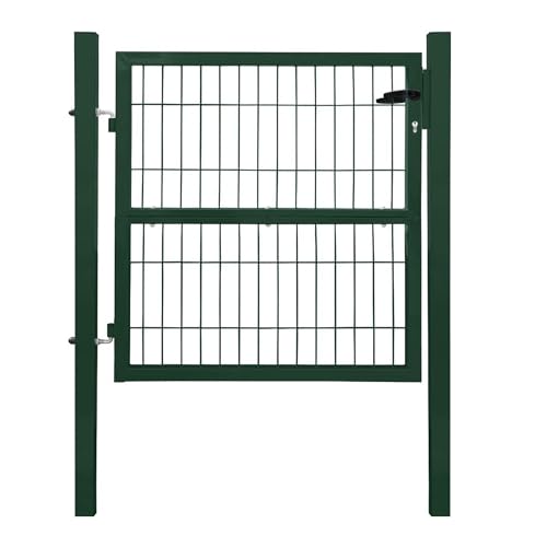 V2Aox Gartentor Tor für Gartenzaun Zaun 100 cm hoch Gartentür aus Metall für Stabmattenzaun Abschließbar inkl. Pfosten Grün