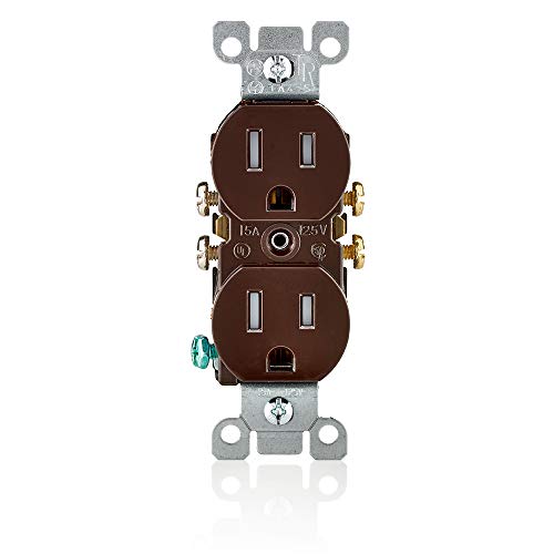 Leviton T5320 15 Amp, 125 Volt, Tamper Resistant, Duplex Receptacle, Residential Grade, Grounding, Brown #TOP15