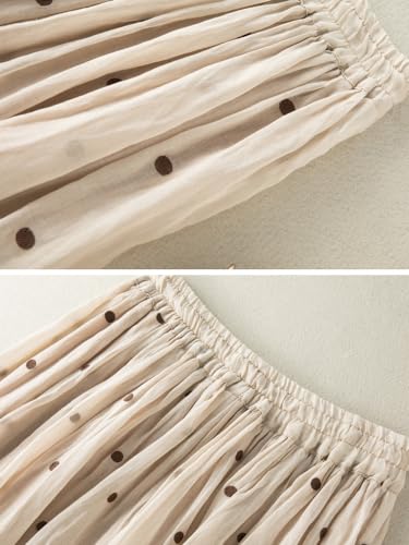 Kinghua Women's Polka Dot Chiffon Skirt A Line Flare Flowy Drawstring Elastic Waist Long Skirt4