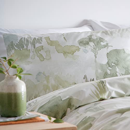 Linge de lit double en coton vert Edale : parure de lit confortable