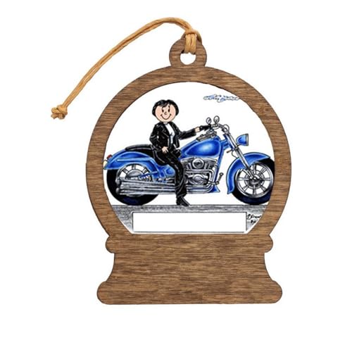 PrintedPerfection.com Personalized Motorcycle - Female Wooden Snow Globe Shaped Christmas Ornament