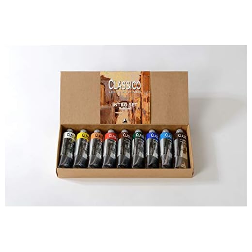 MAIMERI Classico, Pintura al óleo para bellas artes, Caja de cartón, Set de colores variados, 9 unidades