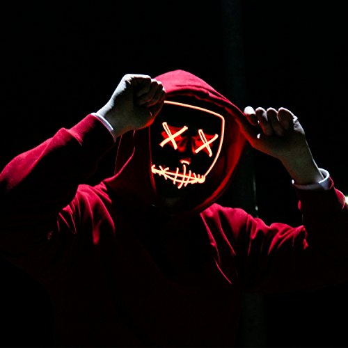 Poptrend Halloween Mask LED Light up Mask for Festival Cosplay Halloween Costume Masquerade Parties,