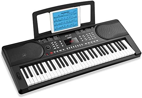 Moukey Keyboard Piano, 61 Key Piano Keyboard, Full-Size Electric Piano, Superior Sound, Powerful Functions, Durable keys, Electric Keyboard with Music Stand and Power Adapter, Portable Music Keyboard