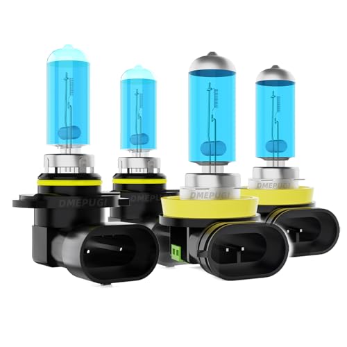 Image of headlight bulbs compatible with Chevy Chevrolet Silverado 2500 HD 2007-2021, 9005 /HB3 /H10 High Beam + H11 /H8 /H9 Low Beams,6000K White Light,Plug N Play,Pack of 4