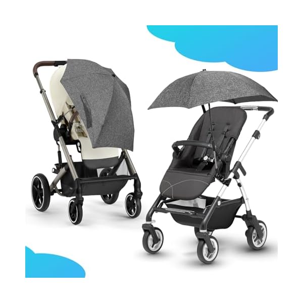 UPF 50+ Sonnenschirm Sonnenschutz für Kinderwagen & Buggy, Durchmesser 78 cm, Kinderwagen Regenschirm mit Verstellbarer Universeller Klemme, UV Schutz, für Rund- und Ovalrohre – Bild 8