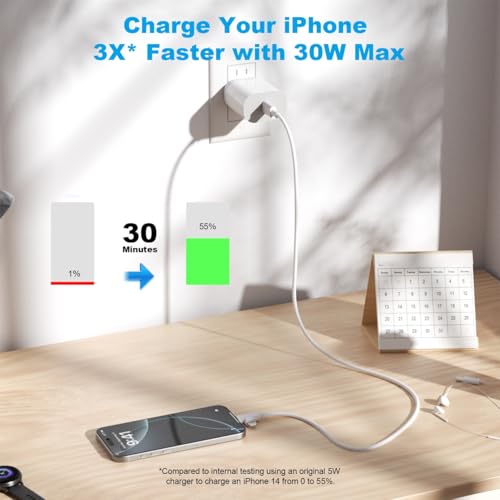 30W iPhone 17/16/15/14/13/12 Charger Fast Charging Block with 6FT Long C to Type C& Lightning Cable.Fast Charging for All iPhone/iPad and Galaxy Series (White 2) by HALIHALL - Image 5