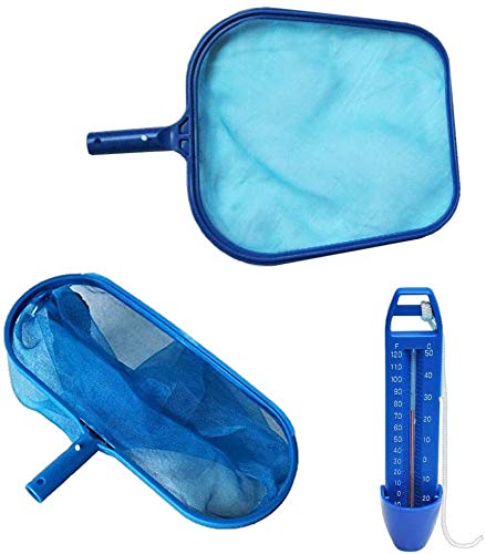 well2wellness Ensemble d'accessoires de Piscine - épuisette de Surface de Piscine, Épuisettes de Fond et thermomètre