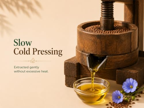 Image of Village-Organica Cold Pressed Flax Seeds Oil | Single Pressed | Pure & Natural | For Healthy Hair & Skin Flaxseed Oil | Alsi Ka Tel | Glass Bottle (100ml)
