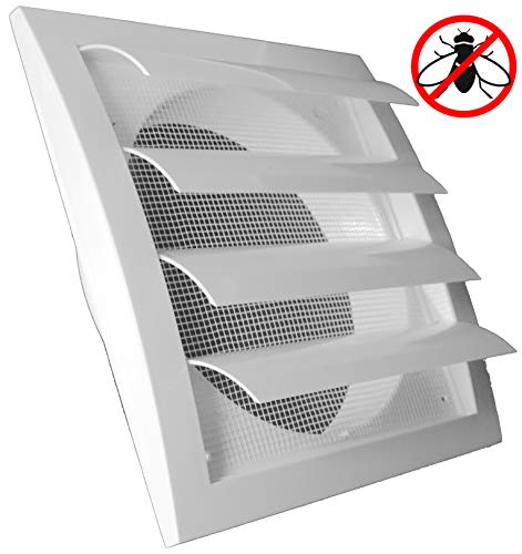 White Exhaust Hood Vent 6'' Inch / 150 mm with Shutters, Built-in Guard/Mesh Screen and Flange, Air Vent Cover with Flaps - Image 4