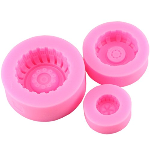 Mujiang Round Tire Silicone Jello Candy Chocolate 3D Cake Molds Set Of 3