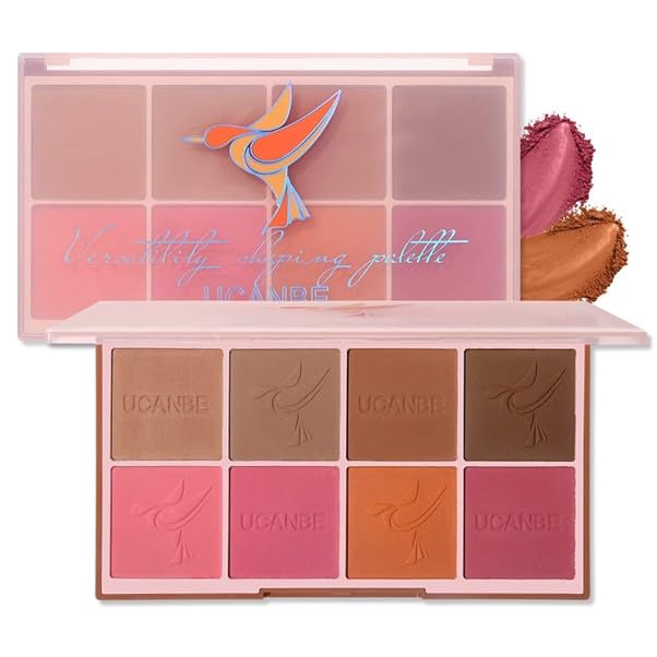 NAILSBAR UCANBE Versatility Shaping Palette - 8 Color Blush Contour Makeup Palette, Pigmented Matte Smooth Natural Long Lasting Powder Contouring Blushing Palette-image-28