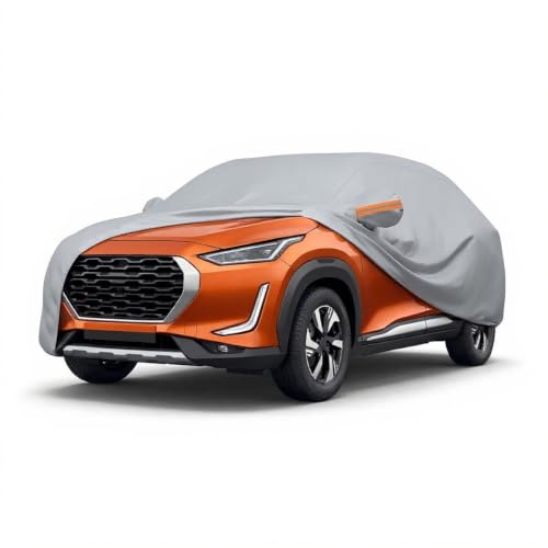 Image of myTVS 100% Waterproof Car Body Cover for Nissan Magnite - Custom-Fit, Double-Layer, UV & Dust Proof, Mirror Pockets & Elastic Clip Lock (CSK 7A)