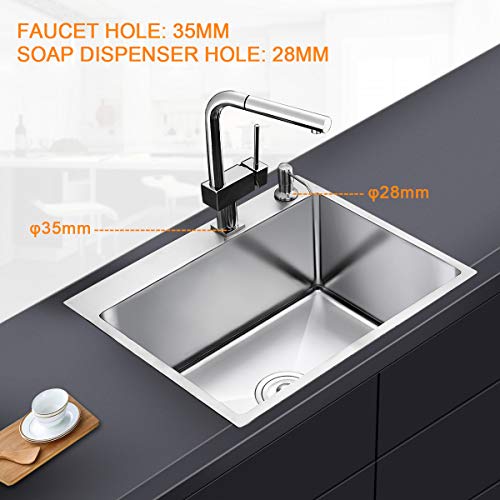 Rovate 21.6-Inch Drop-In Topmount Kitchen Sink, 304 Stainless Steel Single Bowl Handmade Kitchen/Bar Sink #TOP5