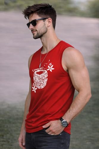 Image of JUGULAR Tank Tops Sleeveless T-Shirt for Men Gym Wear Vest Printed Stylish Round Neck Running for Sports Workout Fitness & Casual or Beach Wear