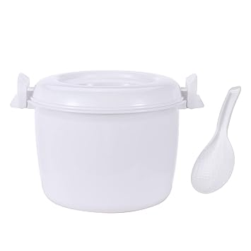 FEESHOW Portable Microwave Rice Cooker with Rice Paddle Food Steamer Pot White Small