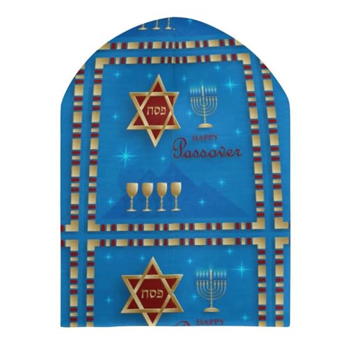 Happy Traditional Jewish Passover Kids Beanie Hat for for Girls Boys Children Cap Winter Knitted Chemo Cancer Headwear Accessories Gifts Decoration Black3