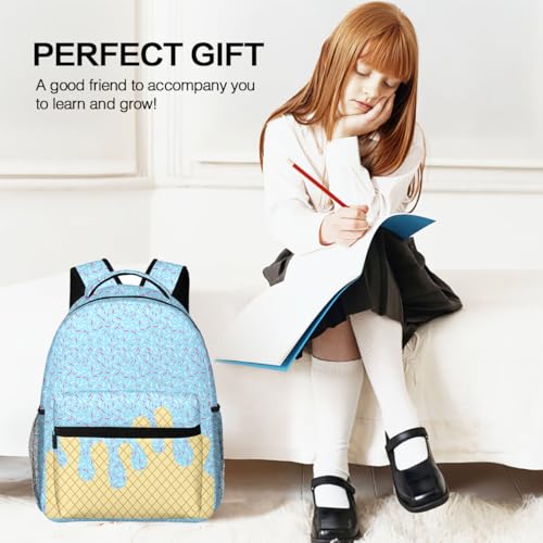 Ice Cream Drip Backpack Kawaii Shoulder Bag,Icecream Backpackdrip Lightweight Daypack for Women Men Bags Travel Hiking-Light blue2