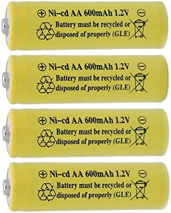 OXWINOU AA NiCD 600mAh 1.2V aa Rechargeable Battery for Outdoor Solar Lights,Garden Lights, Remotes, Mice (Yellow 4-Pack)