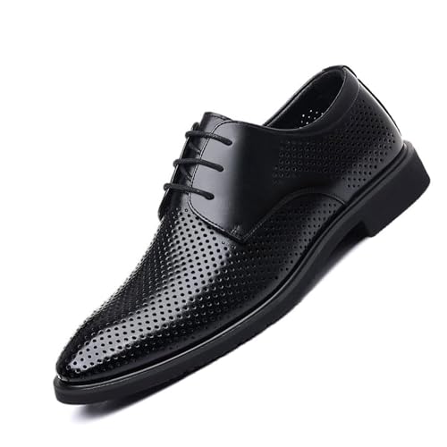 Men's Dress Shoes Walking Leather Formal Comfortable Hollow Mesh Breathable Weddings and Business Non-Slip Oxford Shoes
