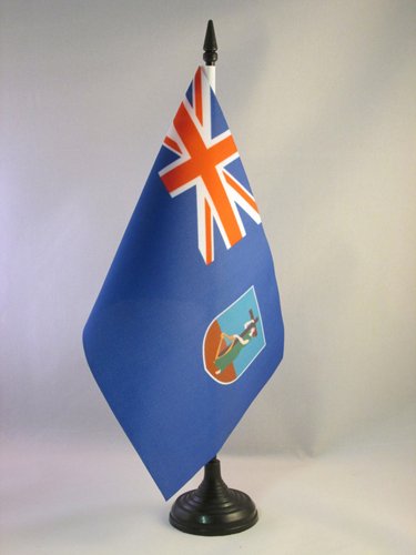 AZ FLAG Montserrat Table Flag 5'' x 8'' - Montserratian - English Desk Flag 21 x 14 cm - Black Plastic Stick and Base