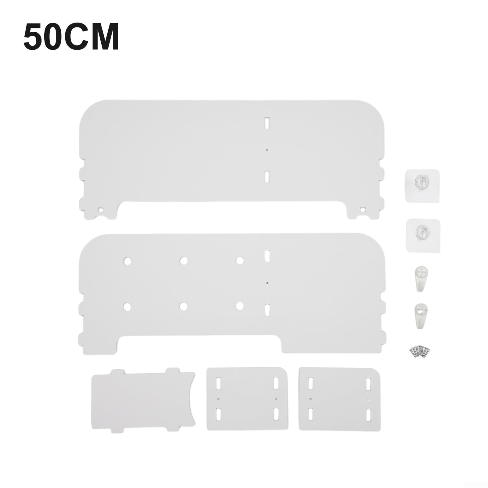 Supporto da parete per TV, per set top box, router e lettore DVD, senza fori, in legno bianco, in plastica composita, per gestione dei cavi, 50 cm