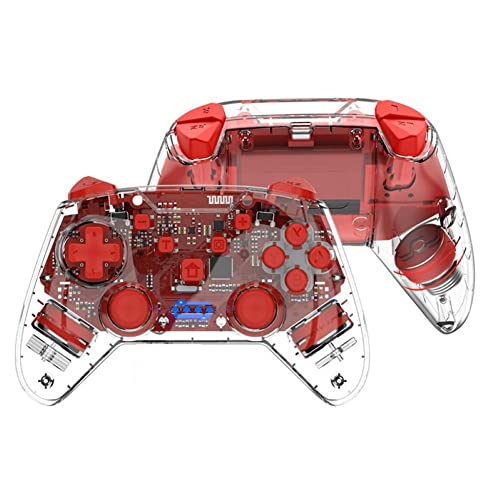 EMEBAY UPGRADE Manette Switch Transparente Sans Fil pour Switch/Switch Lite/Switch OLED, Manette Switch Pro avec ONE KEY WAKE UP / 6 Axes/Turbo Adjustable/Vibration Réglable/CAPTURE D'ÉCRAN