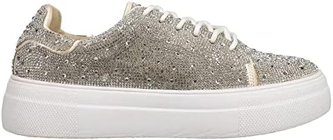 Corkys Womens Bedazzle Rhinestone Lace Up Sneakers Shoes Casual - Silver | Image 2