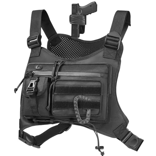 SYLucija Chest Bag for Men,Running Pack Vest for Workouts,Water Resistant Sports Chest Pack For Hiking,Running Phone Holder Extra Storage(Black)